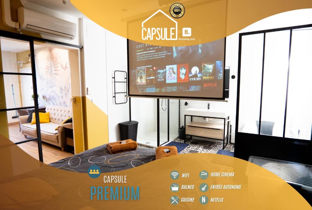 Capsule Gaming balnéo & billard & babyfoot & sauna 2 chambres